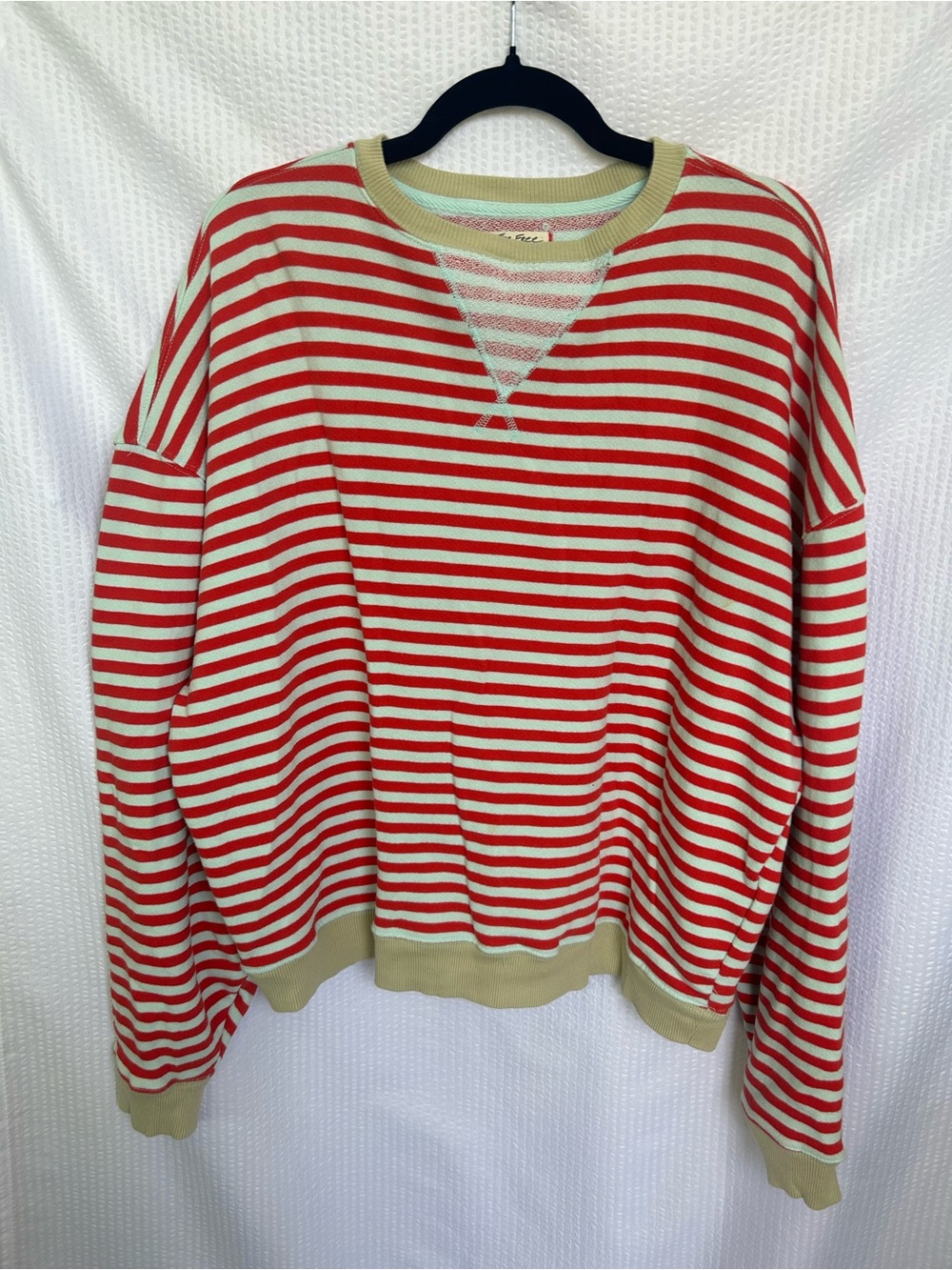 We The Free by Free People Oversized Preppy Red & Cream Striped Sweater Size S